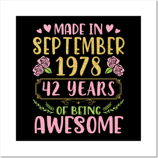 Made In September 1978 Happy Birthday 42 Years Of Being Awesome To Me You Nana Mom Daughter Posters and Art